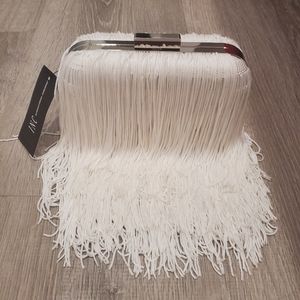 NWT Inc Colie White Fringe Clutch Bag